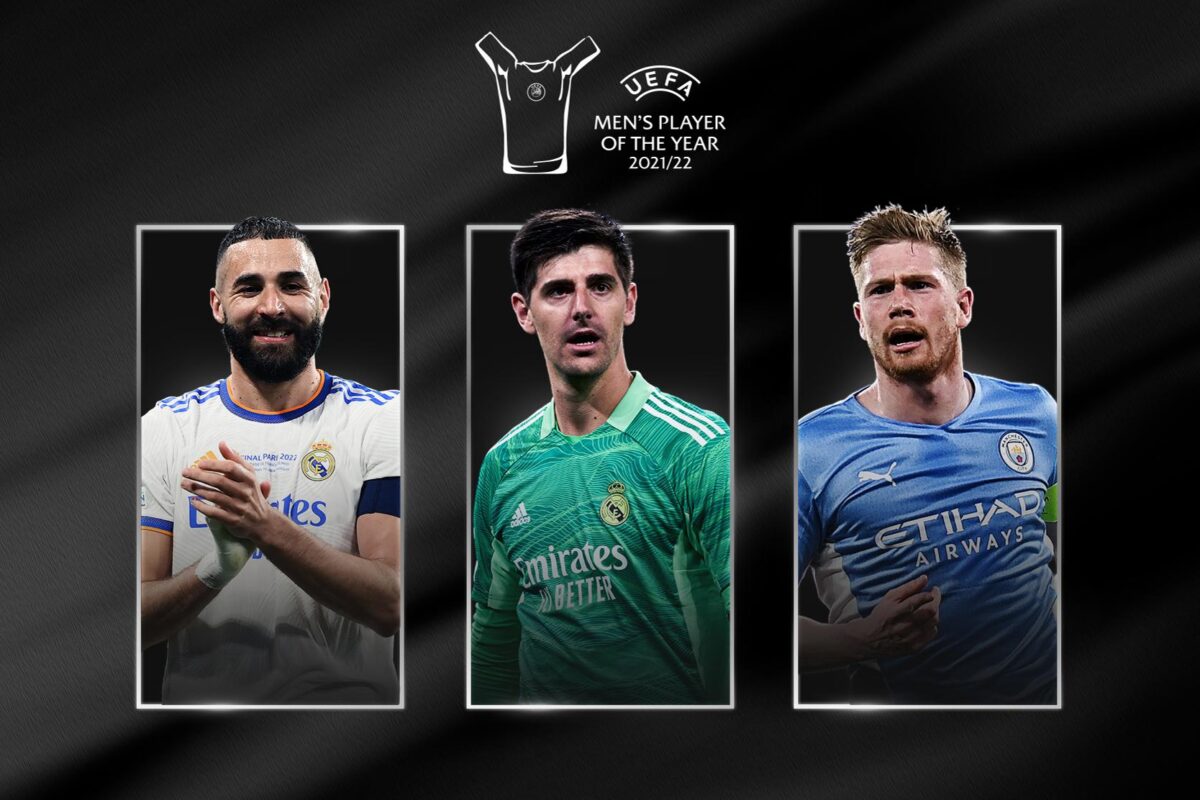 Benzema, Courtois y De Bruyne nominados a Mejor Jugador del año de la UEFA￼